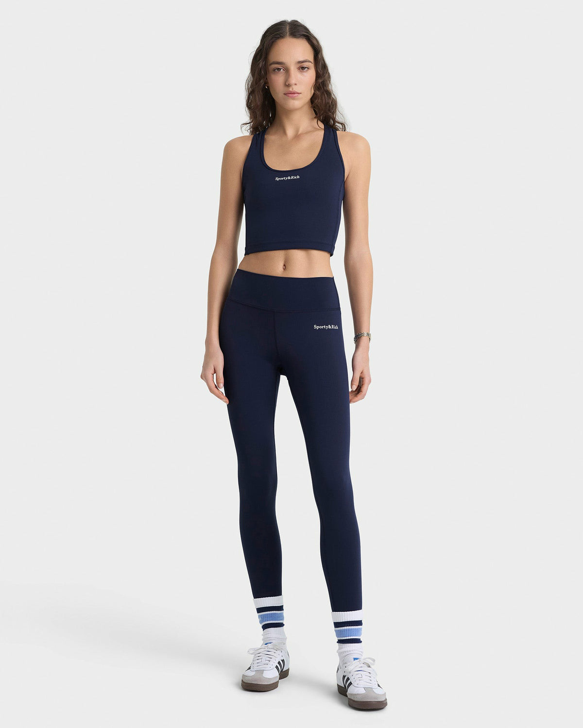 Sporty & Rich Serif Logo Sports Tank - Navy/White