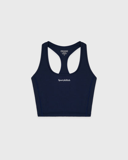 Sporty & Rich Serif Logo Sports Tank - Navy/White