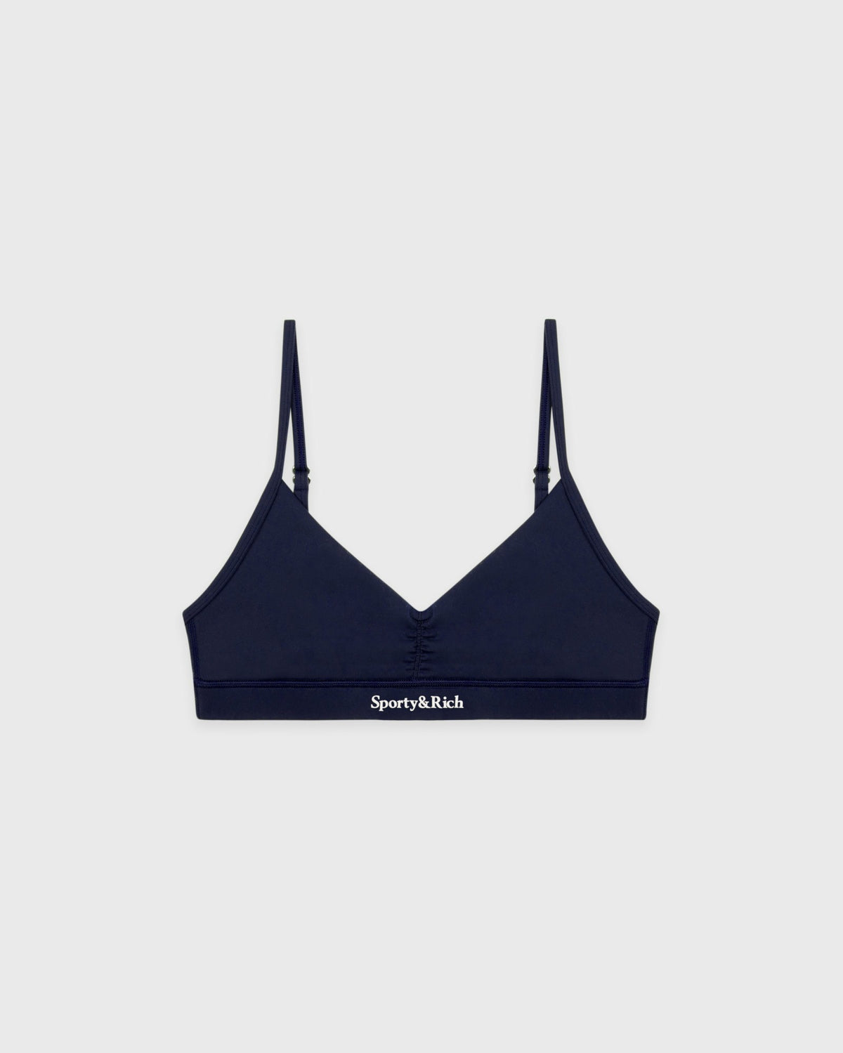 Sporty & Rich Serif Logo Mini Sports Bra - Navy/White
