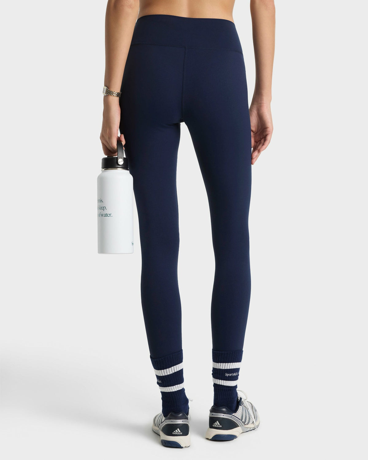 Sporty & Rich Serif Logo Legging - Navy/White