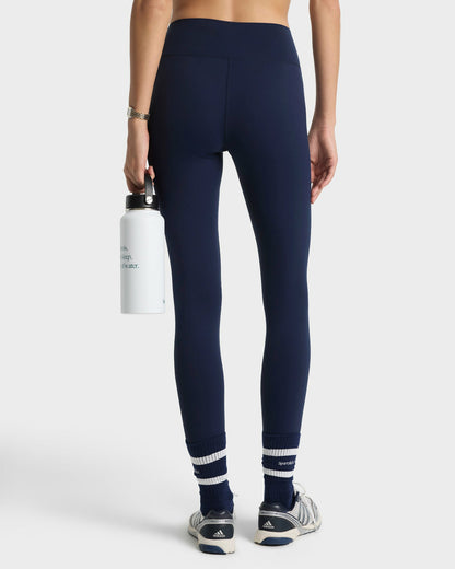 Sporty & Rich Serif Logo Legging - Navy/White