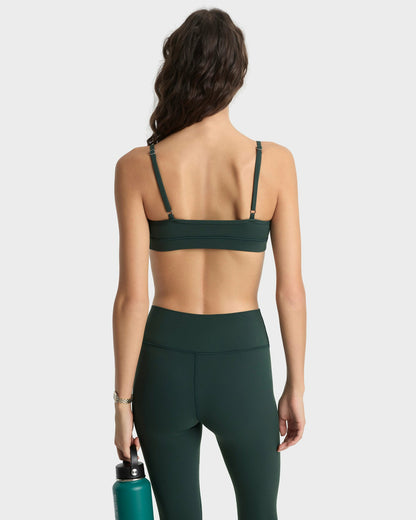Sporty & Rich Serif Logo Mini Sports Bra - Forest/White