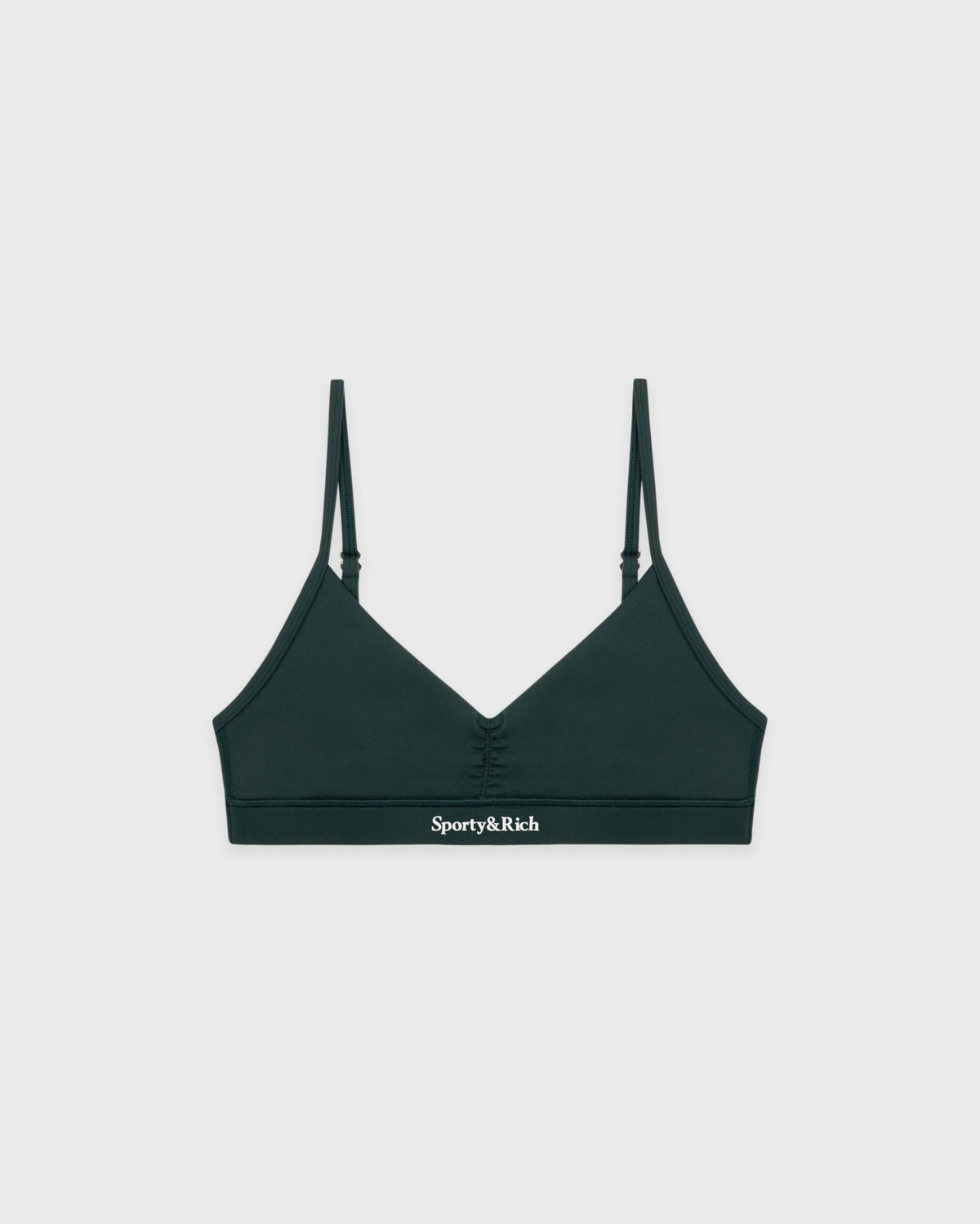 Sporty & Rich Serif Logo Mini Sports Bra - Forest/White