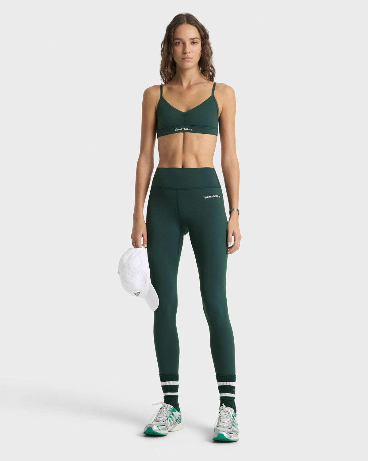 Sporty & Rich Serif Logo Legging - Forest/White