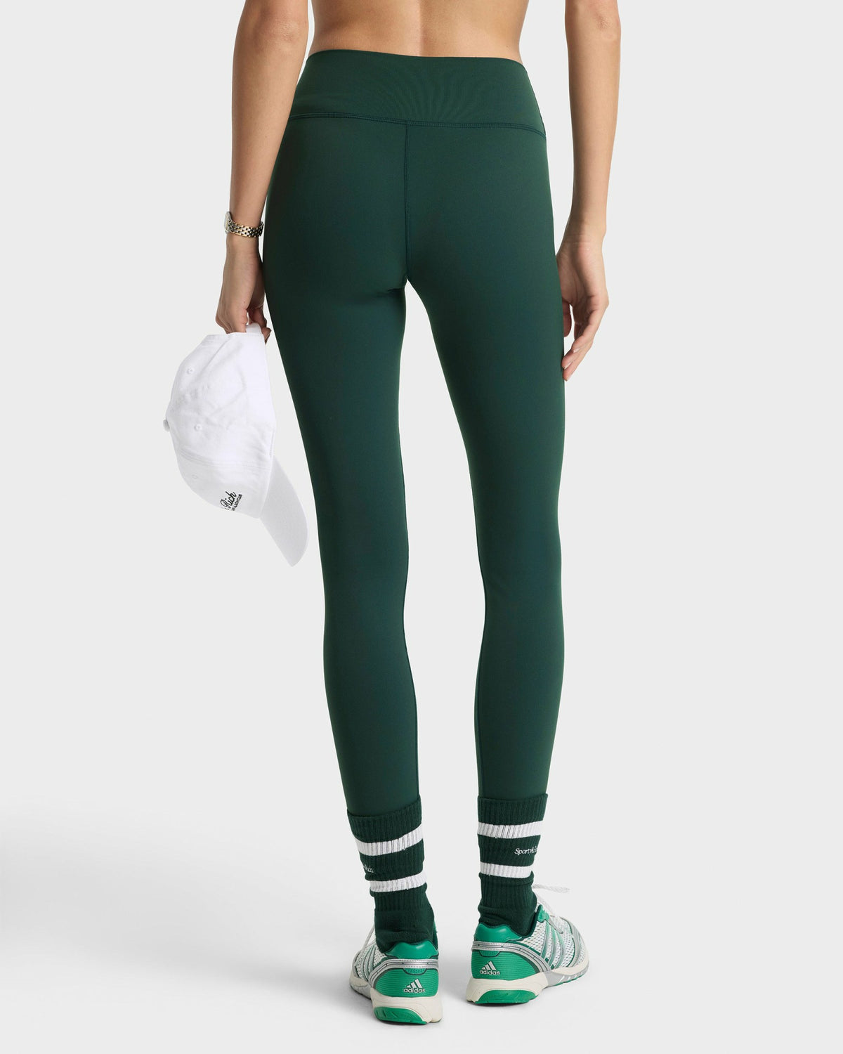 Sporty & Rich Serif Logo Legging - Forest/White