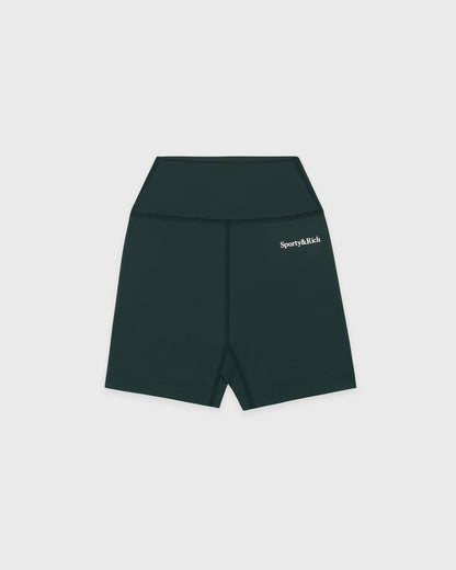 Sporty & Rich Serif Logo Biker Short - Forest/White