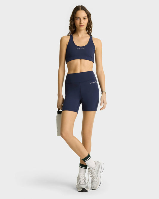 Sporty & Rich Syracuse Biker Shorts - Navy/White