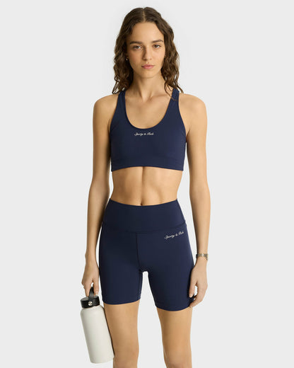 Sporty & Rich Syracuse Biker Shorts - Navy/White