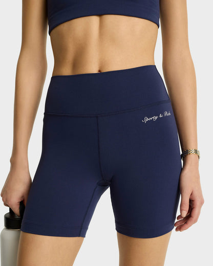 Sporty & Rich Syracuse Biker Shorts - Navy/White