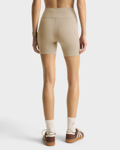 Sporty & Rich Signature Logo Biker Short - Hazelnut/White