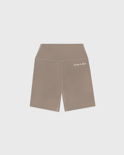 Sporty & Rich Signature Logo Biker Short - Hazelnut/White