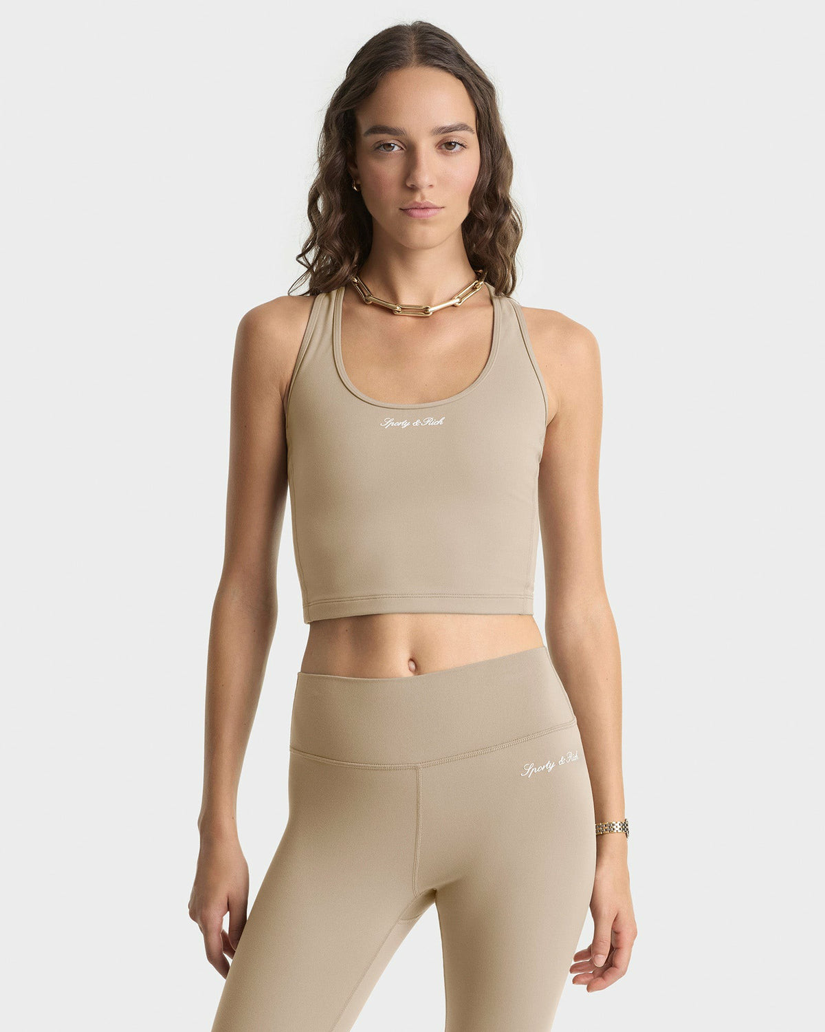 Sporty & Rich Signature Logo Sports Tank - Hazelnut