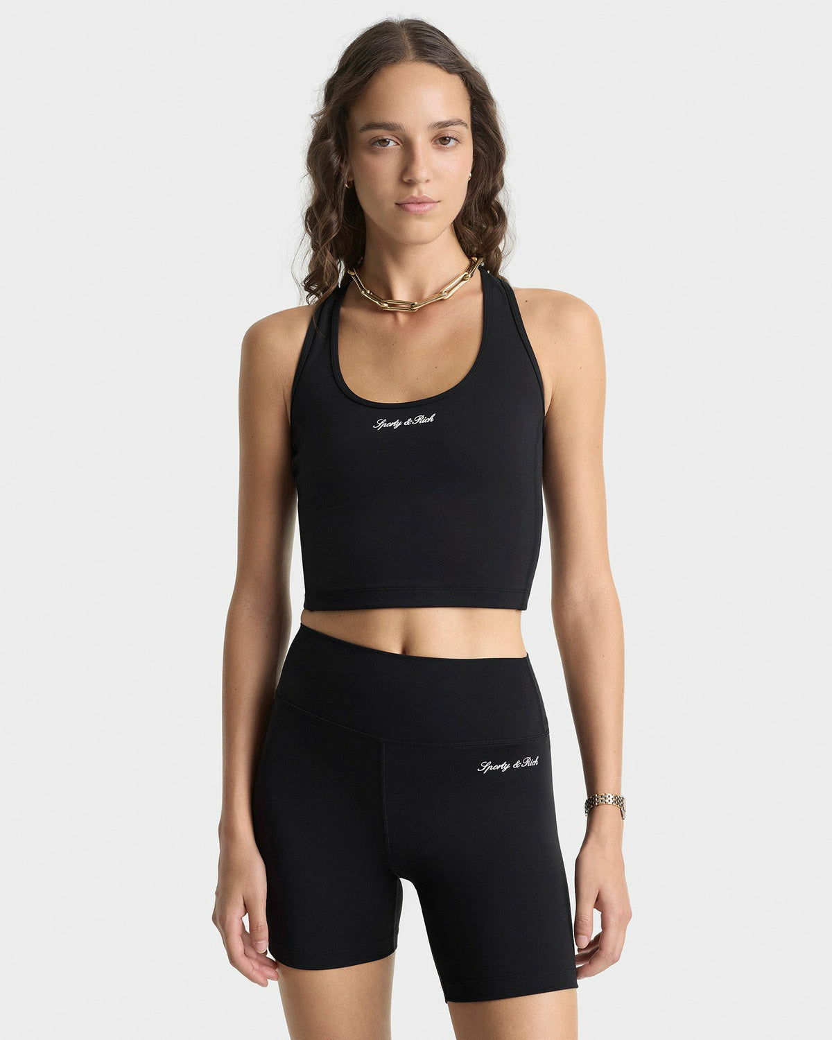 Sporty & Rich Signature Logo Sports Tank - Black/White