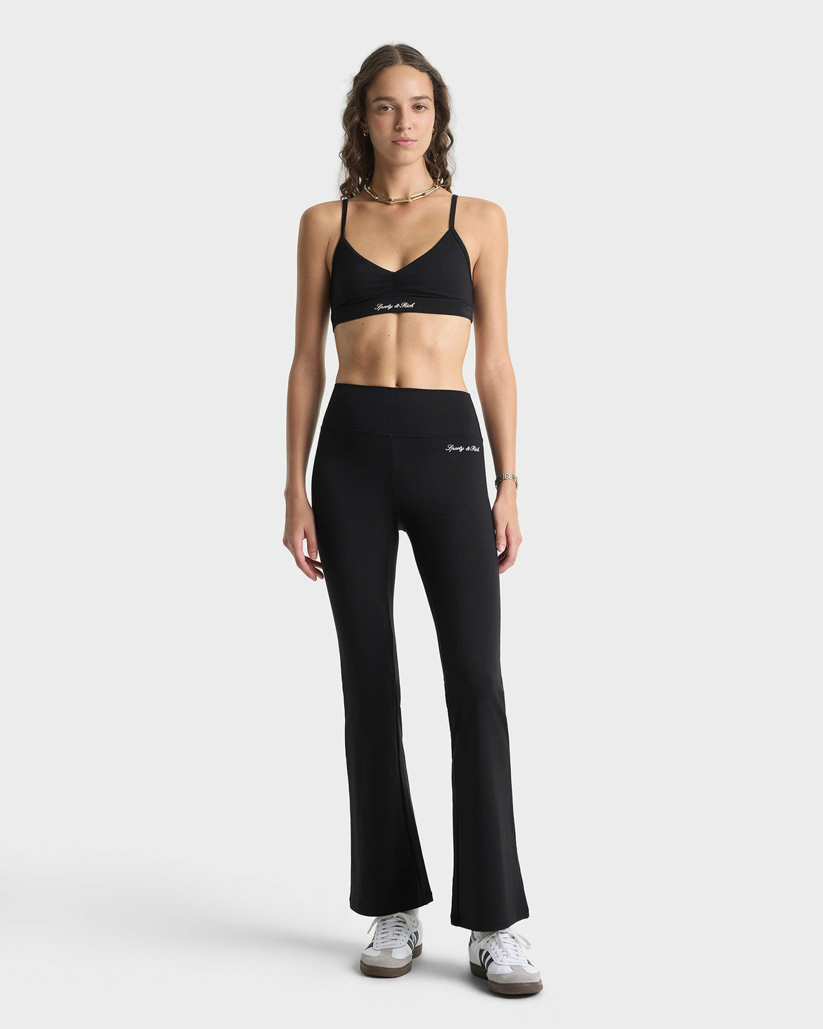 Sporty & Rich Signature Logo Flared Legging - Black/White