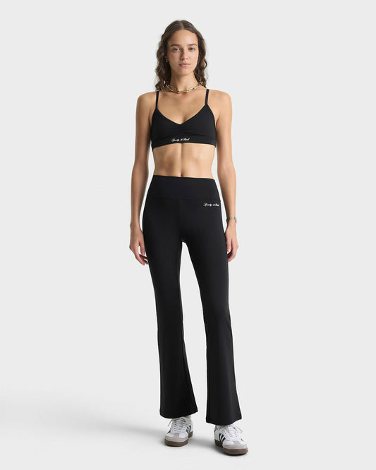 Sporty & Rich Signature Logo Flared Legging - Black/White