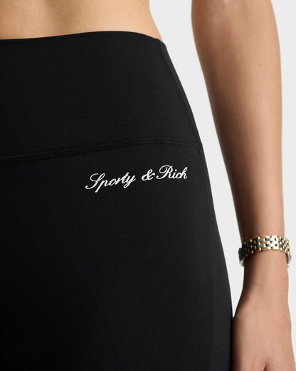 Sporty & Rich Signature Logo Flared Legging - Black/White