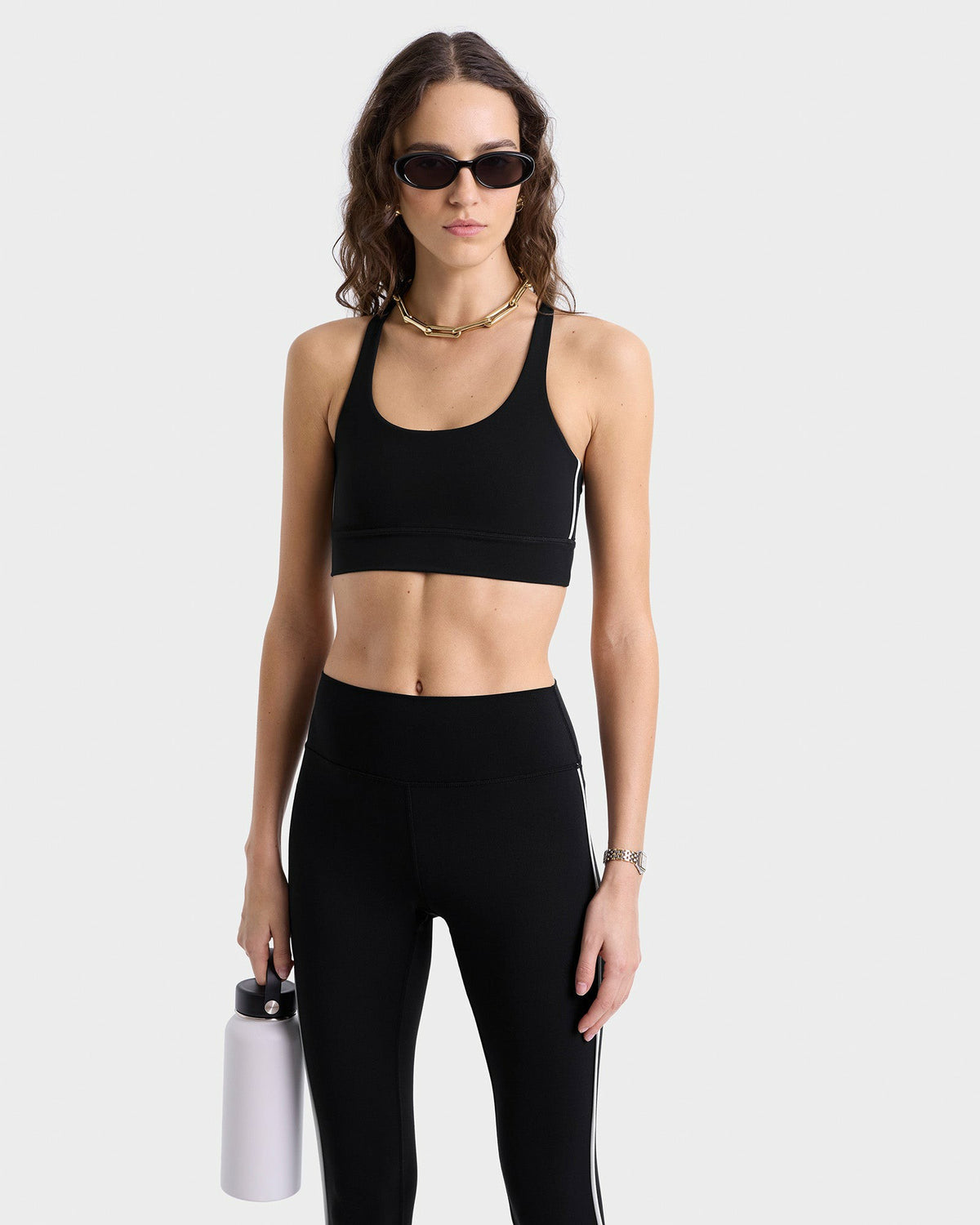 Sporty & Rich Bold Health Active Bra - Black/White/Gold