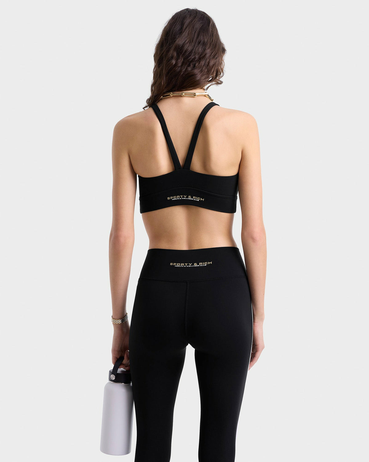 Sporty & Rich Bold Health Active Bra - Black/White/Gold