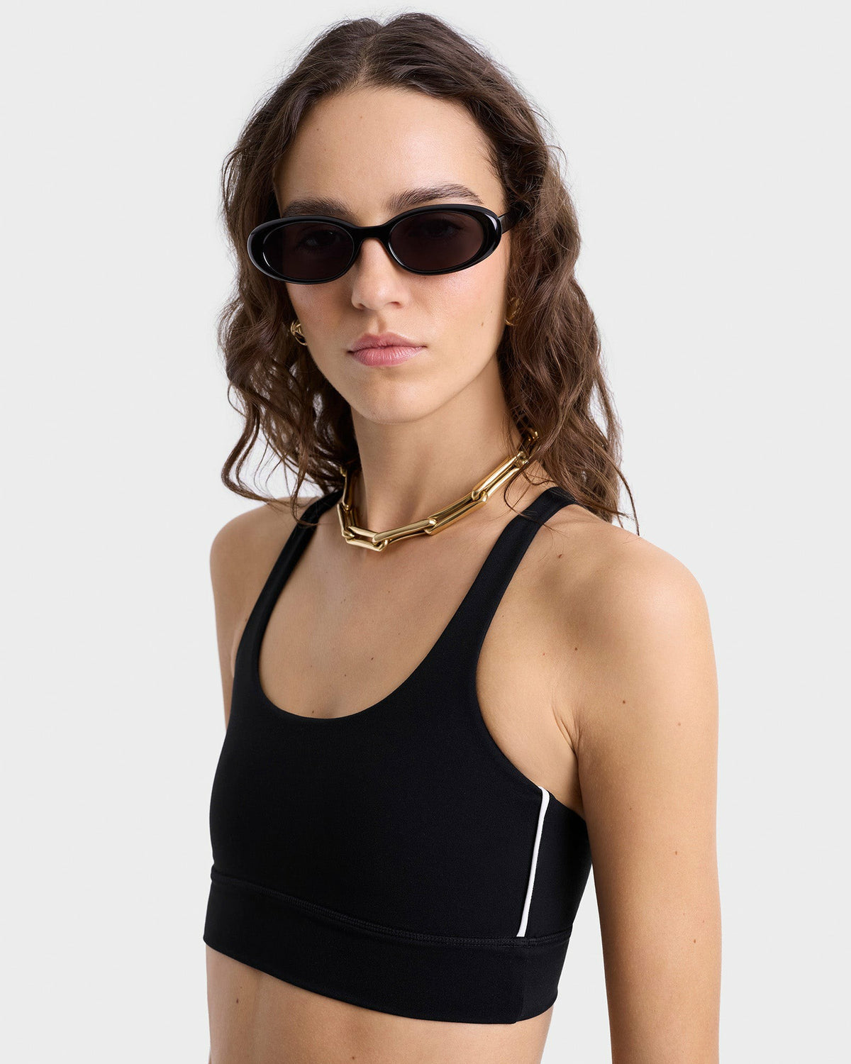 Sporty & Rich Bold Health Active Bra - Black/White/Gold