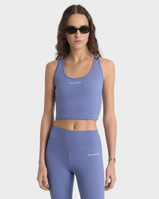 Sporty & Rich Serif Logo Sports Tank - Colony Blue