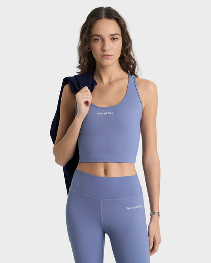 Sporty & Rich Serif Logo Legging - Colony Blue/White