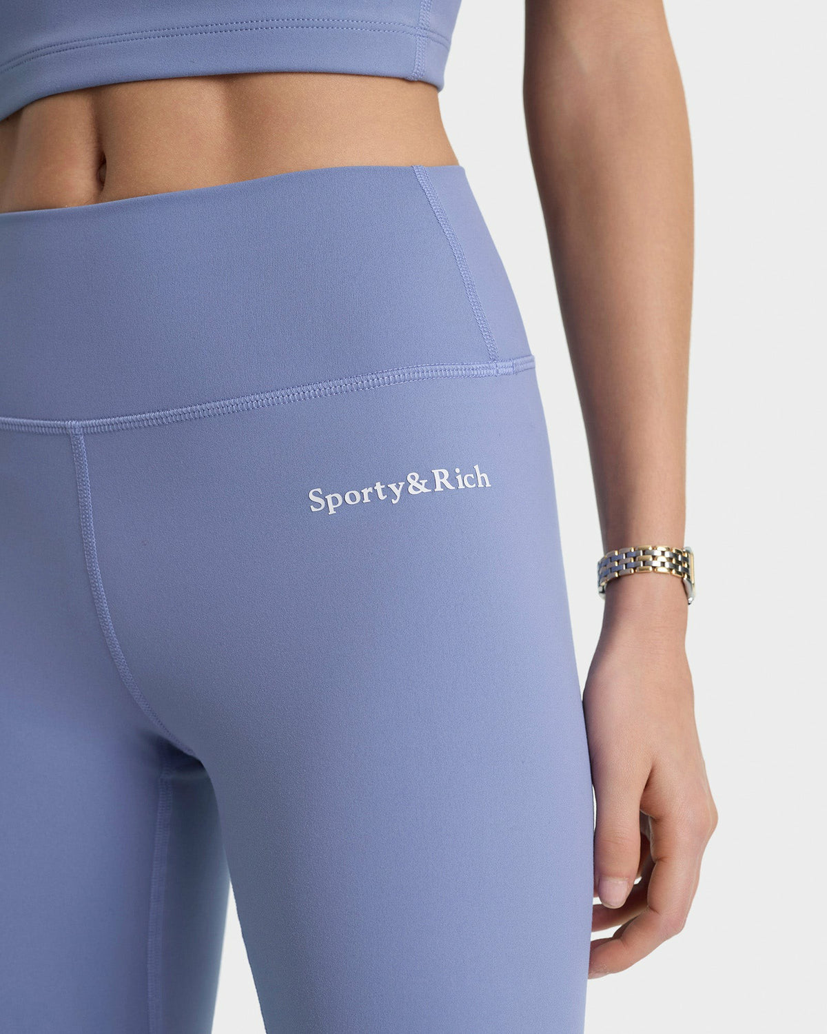 Sporty & Rich Serif Logo Legging - Colony Blue/White