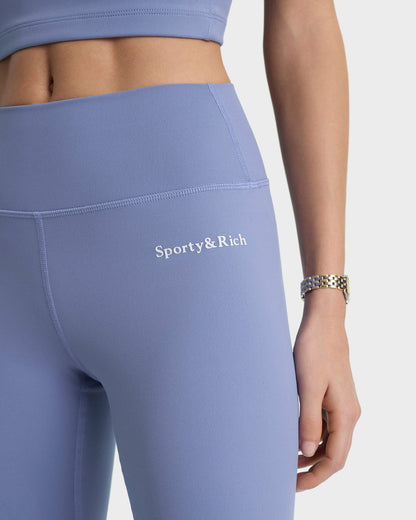 Sporty & Rich Serif Logo Legging - Colony Blue/White