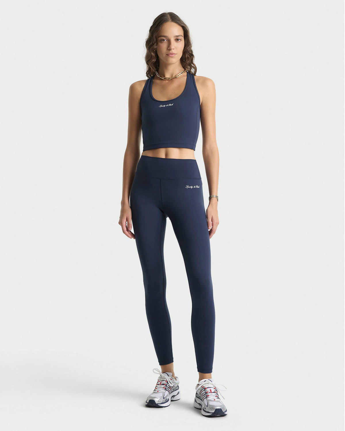 Sporty & Rich Signature Logo Legging - Navy/White