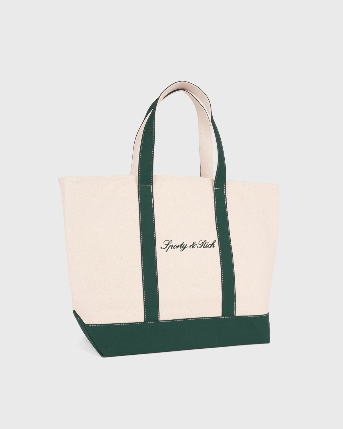 Sporty & Rich Signature Logo Large Tote - Natural/Forest Green