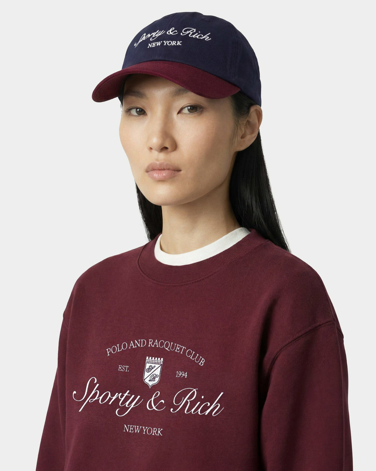 Sporty & Rich Syracuse NY Hat - Navy/Bordeaux