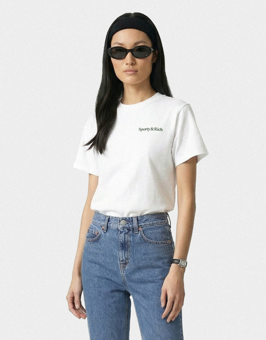 Sporty & Rich Play Tennis T-Shirt - White/Forest