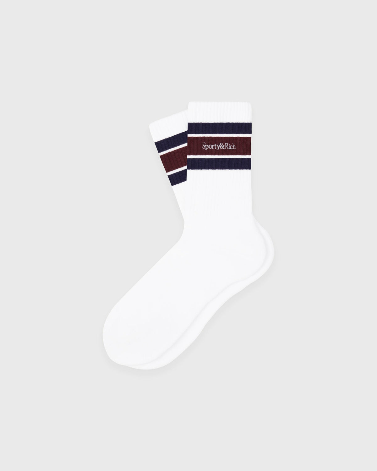Sporty & Rich Serif Logo Socks - White/Navy/Bordeaux