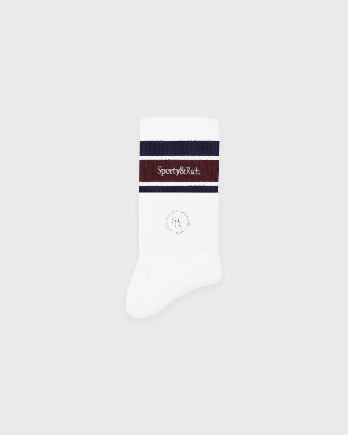 Sporty & Rich Serif Logo Socks - White/Navy/Bordeaux