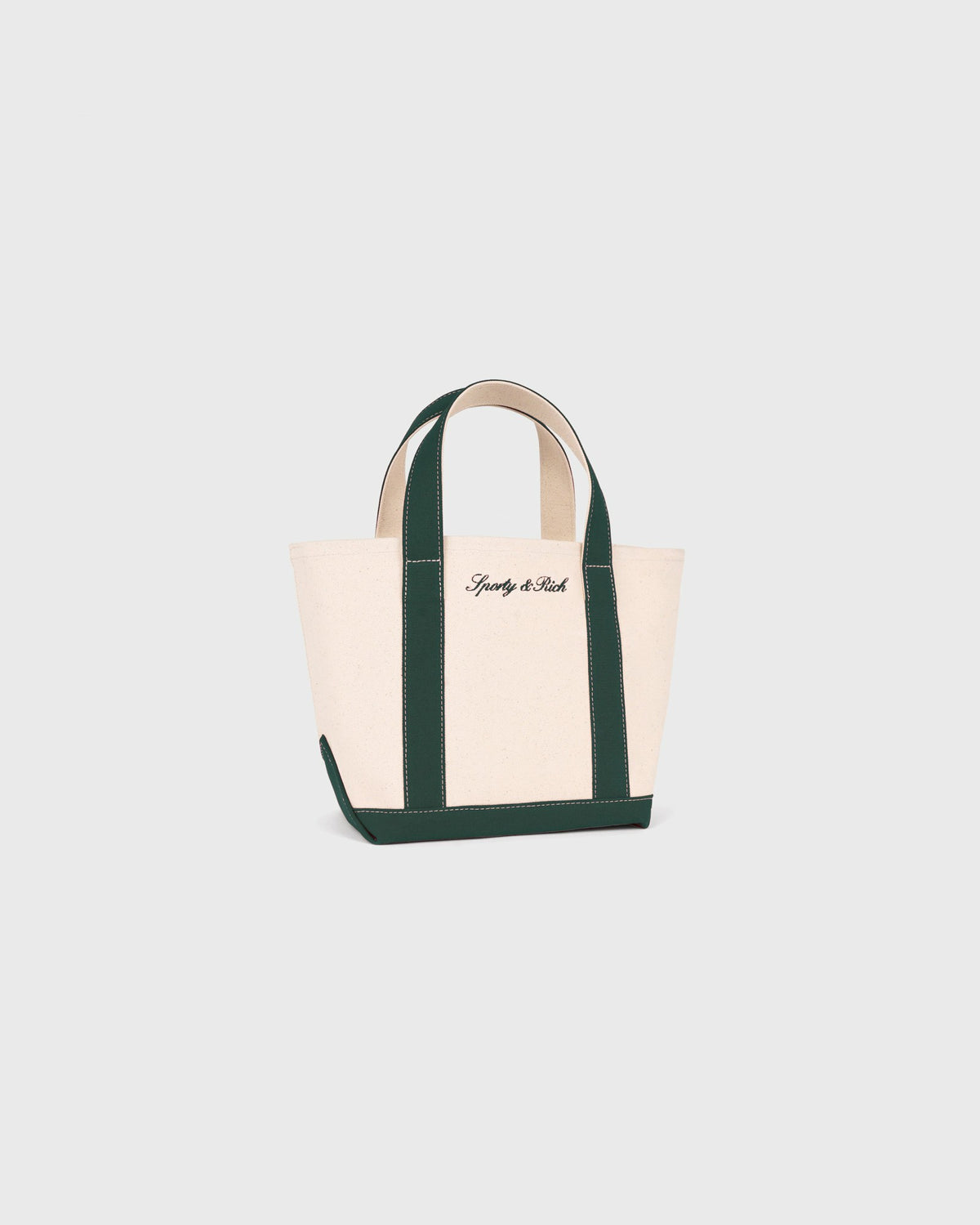 Sporty & Rich Signature Logo Mini Tote - Natural/Forest Green