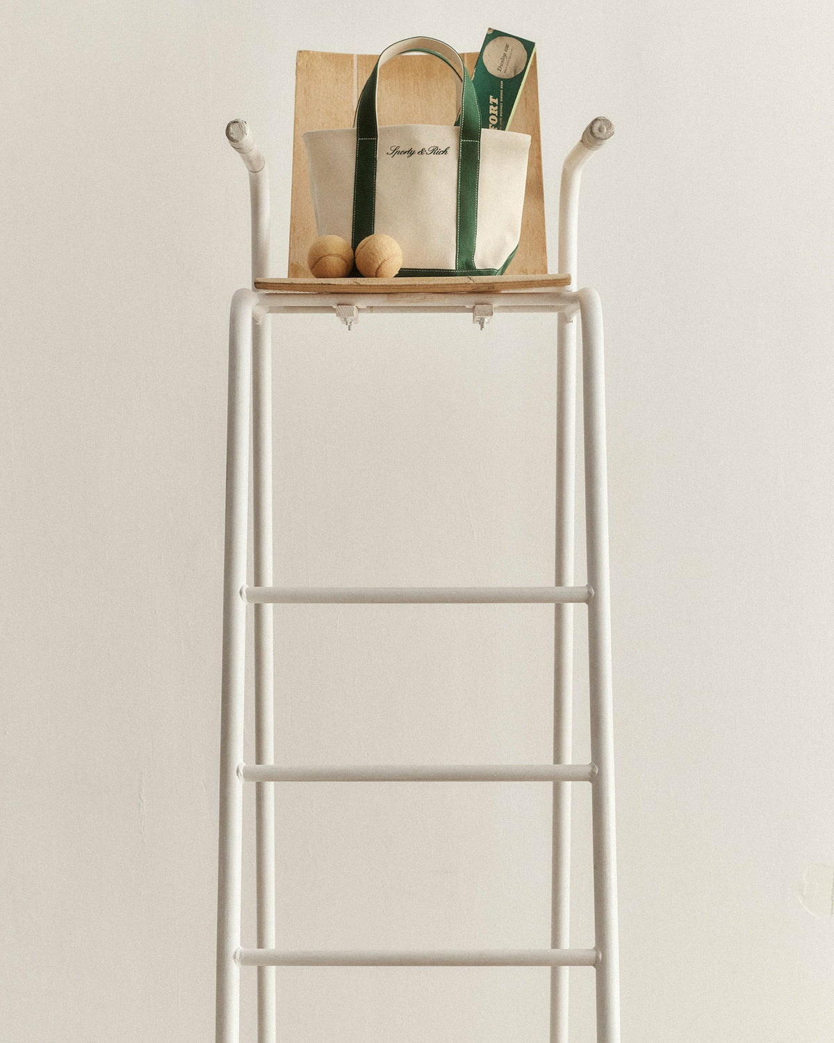 Sporty & Rich Signature Logo Mini Tote - Natural/Forest Green