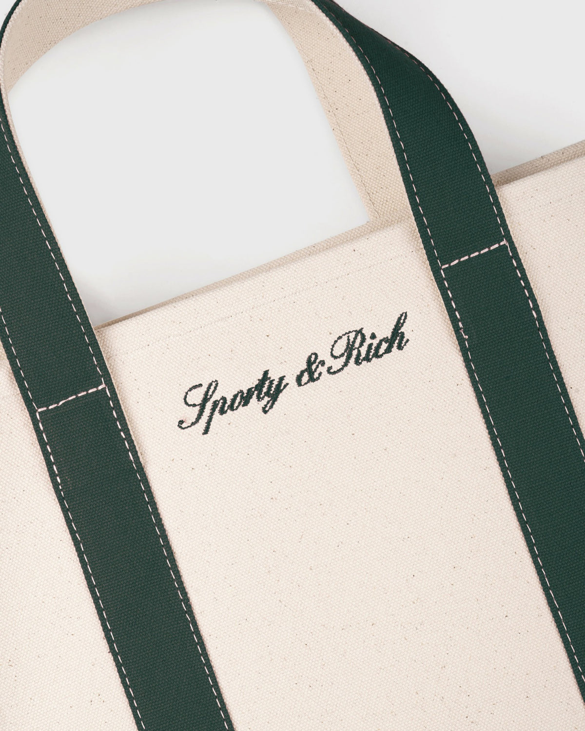 Sporty & Rich Signature Logo Mini Tote - Natural/Forest Green