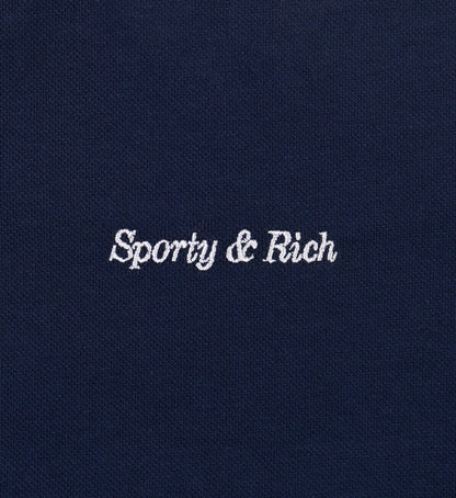 Sporty & Rich Eden Crest Embroidered Pique Short - Navy/White