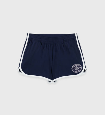 Sporty & Rich Eden Crest Embroidered Pique Short - Navy/White