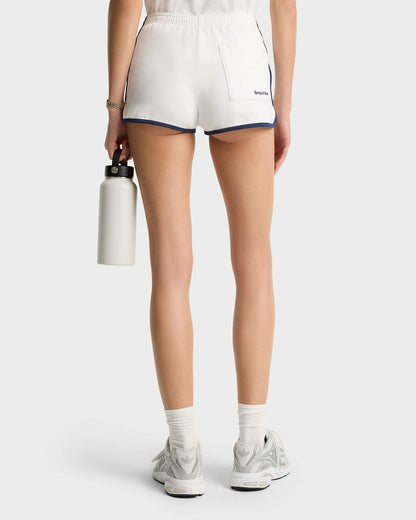 Sporty & Rich Eden Crest Embroidered Pique Short - White/Navy