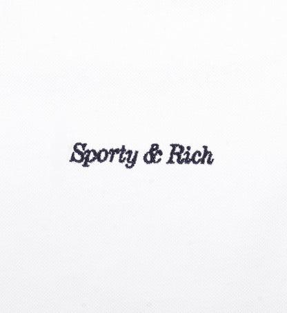 Sporty & Rich Eden Crest Embroidered Pique Short - White/Navy