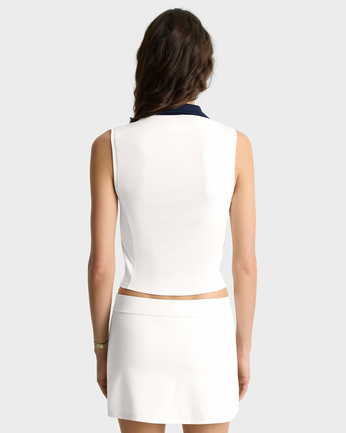 Sporty & Rich Eden Crest Sports Polo Vest - White/Navy