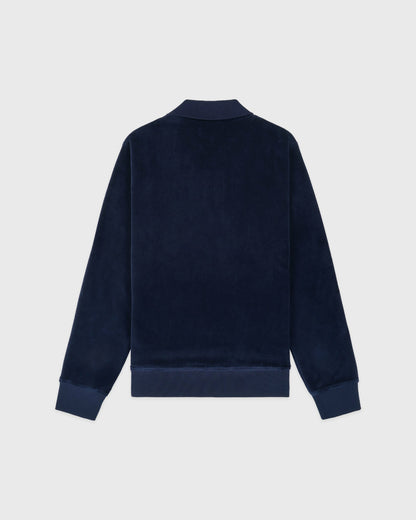 Sporty & Rich Crown Tennis Velour Polo - Navy/Ecru