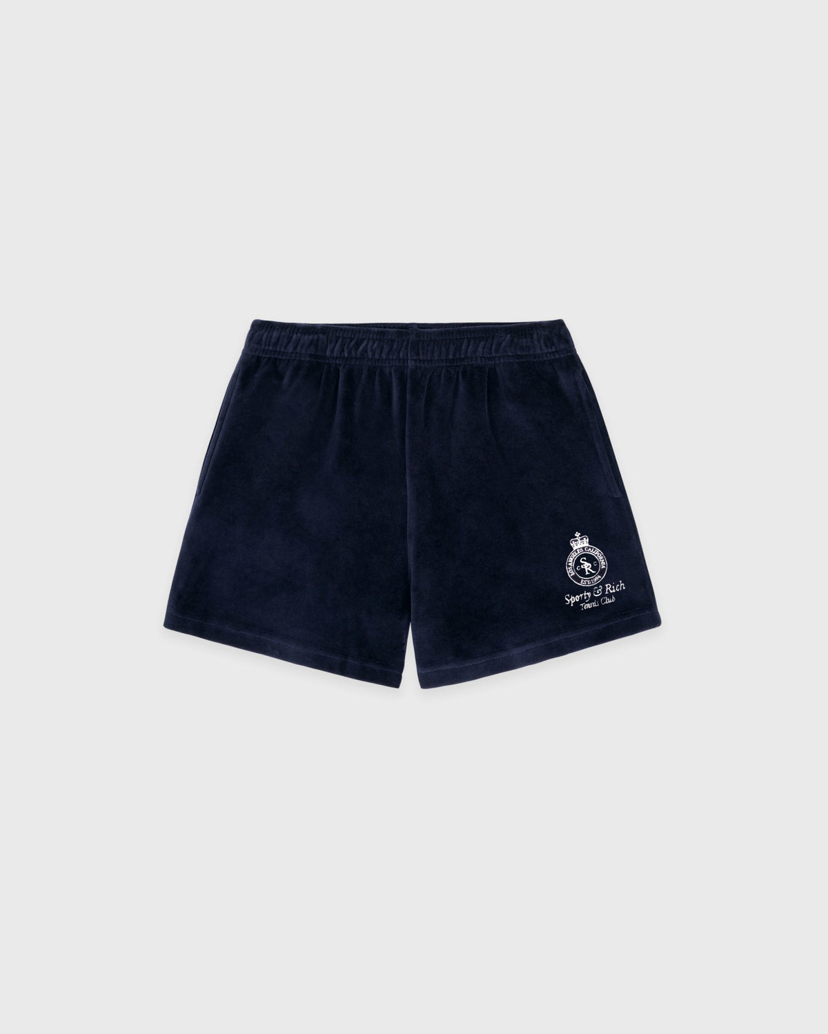 Sporty & Rich Crown Tennis Velour Short - Navy/Ecru