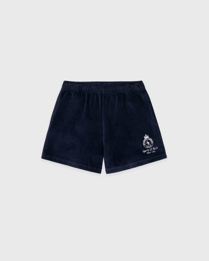 Sporty & Rich Crown Tennis Velour Short - Navy/Ecru