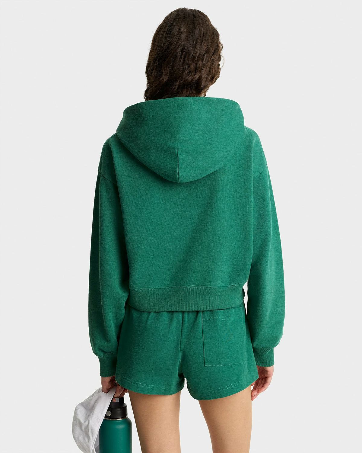 Sporty & Rich Crown Tennis Cropped Hoodie - Alpine/White