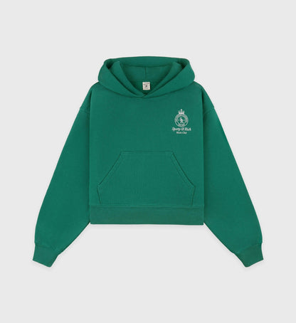 Sporty & Rich Crown Tennis Cropped Hoodie - Alpine/White