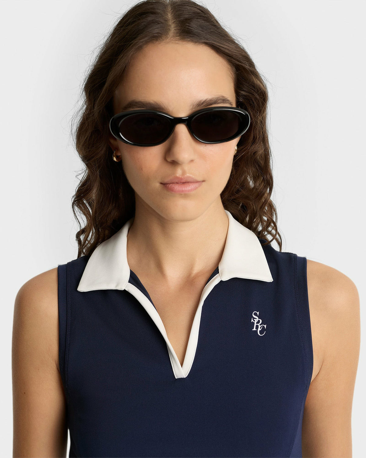 Sporty & Rich SRC Sports Polo Vest - Navy/White