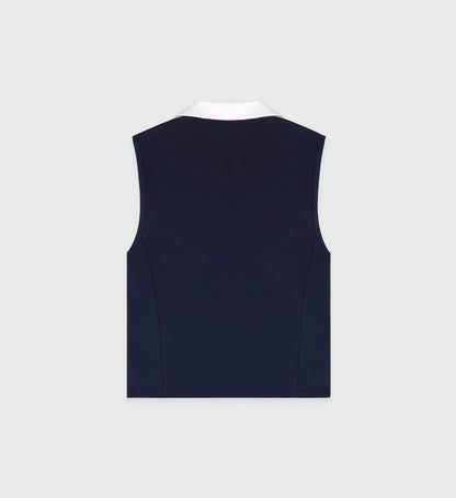 Sporty & Rich SRC Sports Polo Vest - Navy/White