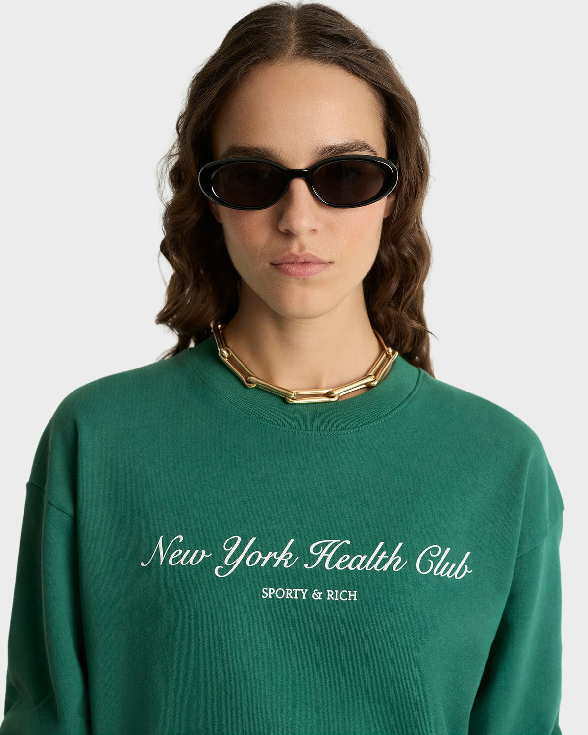 Sporty & Rich NY Tennis Club Crewneck - Alpine/White