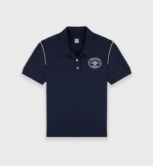 Sporty & Rich Eden Crest Embroidered Pique Polo - Navy/White